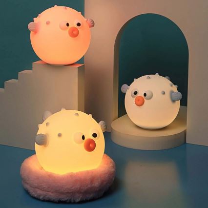LED børnelampe m. RGBW-farver og touch-funktion dæmpbar HELA LED/1W/5V USB 1200 mAh fisk lyserød