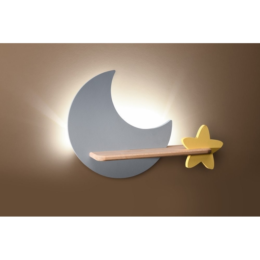 LED børnelampe med hylde væghængt MOON LED/5W/230V