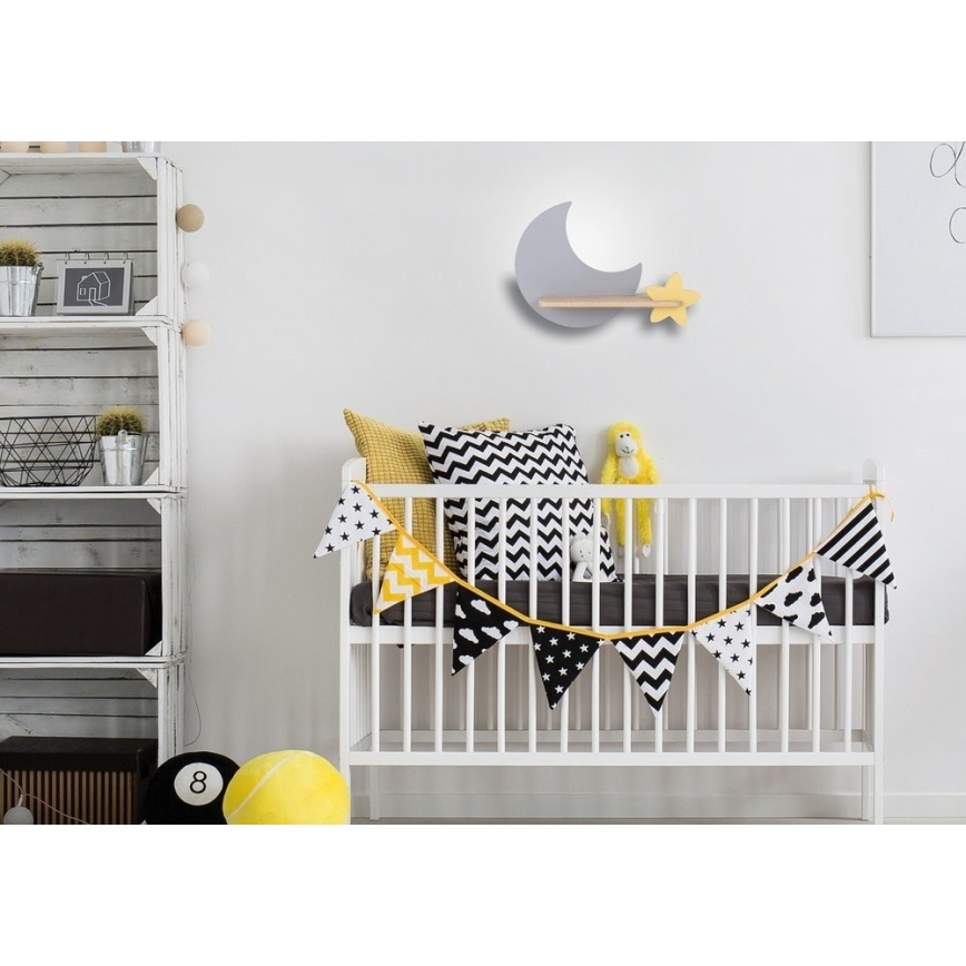 LED børnelampe med hylde væghængt MOON LED/5W/230V