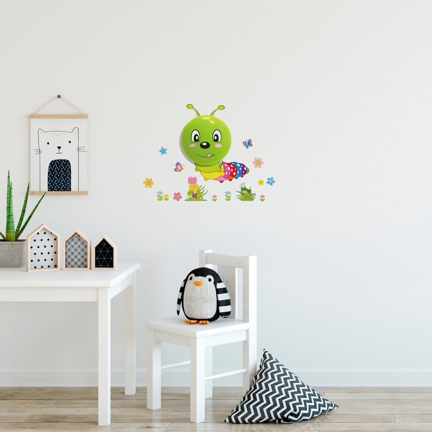 LED børnelampe med touch-funktion WORM 1xLED/0,6W/3xAAA