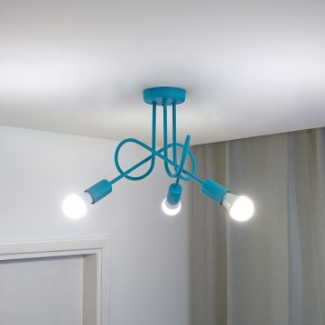 LED børneplafondlampe OXFORD 3xE27/15W/230V blå