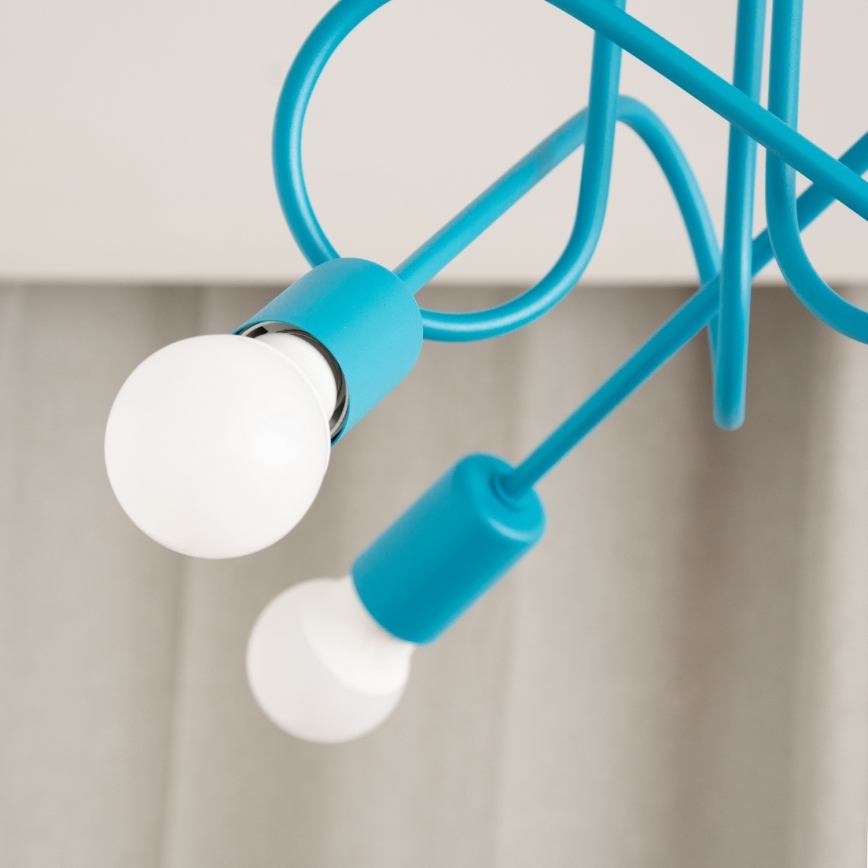 LED børneplafondlampe OXFORD 3xE27/15W/230V blå