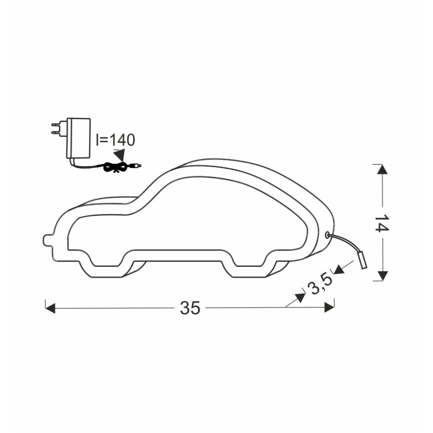 LED Børneskrivebordlampe CAR LED/11W/230V sort