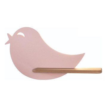 LED Børnevæglampe med hylde BIRD LED/5W/230V pink/træ,