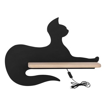 LED Børnevæglampe med hylde BLACK CAT LED/5W/230V,
