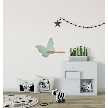LED Børnevæglampe med hylde BUTTERFLY LED/5W/230V grøn/træ,