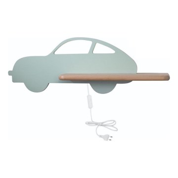 LED Børnevæglampe med hylde CAR LED/5W/230V grøn/træ,