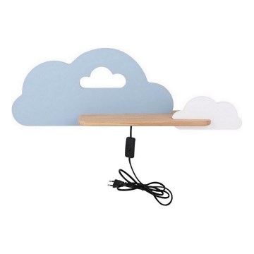 LED Børnevæglampe med hylde CLOUD LED/5W/230V blå/hvid,