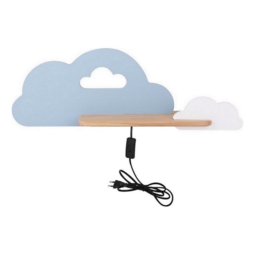 LED Børnevæglampe med hylde CLOUD LED/5W/230V blå/hvid,
