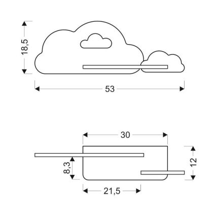 LED Børnevæglampe med hylde CLOUD LED/5W/230V blå,