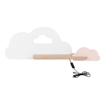 LED Børnevæglampe med hylde CLOUD LED/5W/230V hvid/lyserød,