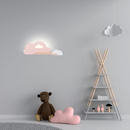 LED Børnevæglampe med hylde CLOUD LED/5W/230V pink/hvid,