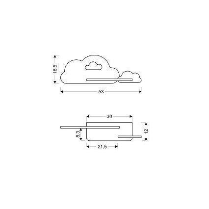 LED Børnevæglampe med hylde CLOUD LED/5W/230V pink/hvid,
