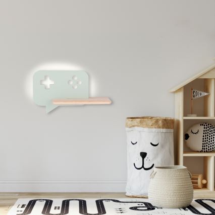 LED Børnevæglampe med hylde CONSOLE LED/5W/230V grøn,