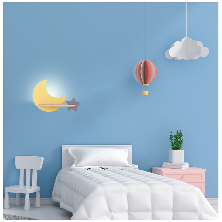 LED Børnevæglampe med hylde MOON LED/5W/230V,