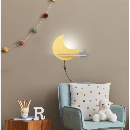 LED Børnevæglampe med hylde MOON LED/5W/230V,