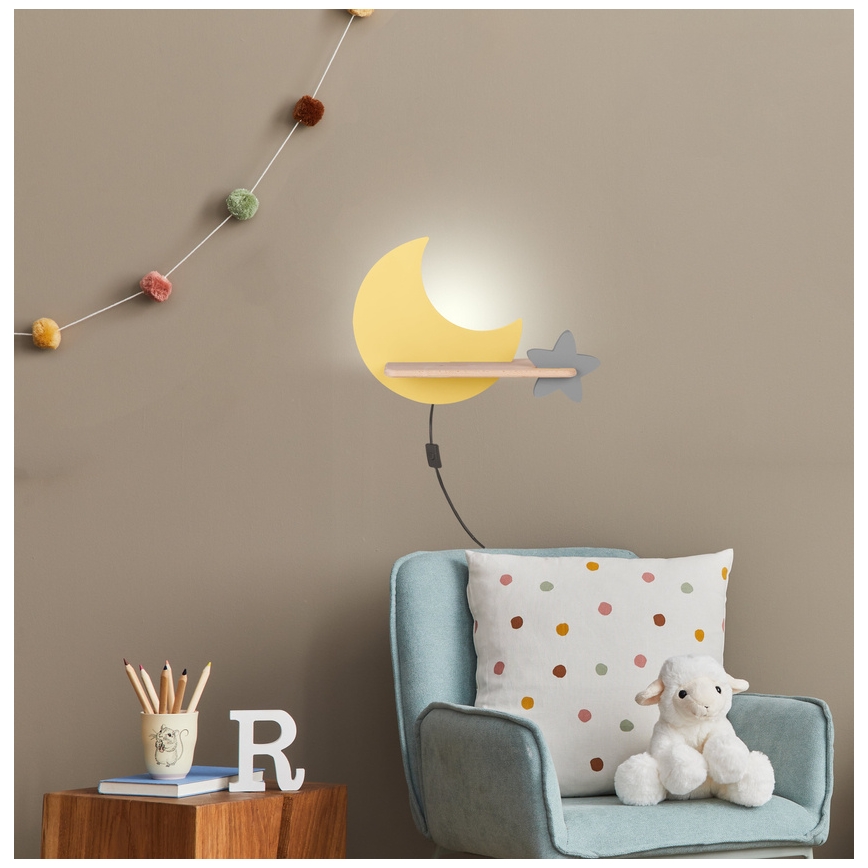 LED Børnevæglampe med hylde MOON LED/5W/230V,