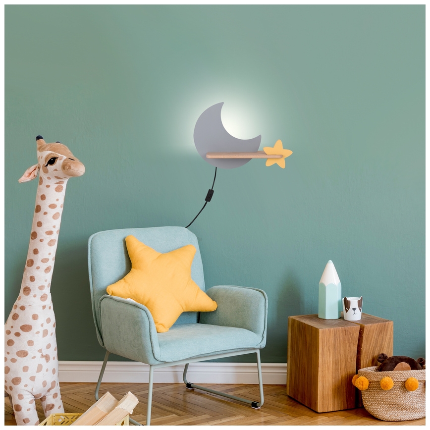 LED Børnevæglampe med hylde MOON LED/5W/230V,