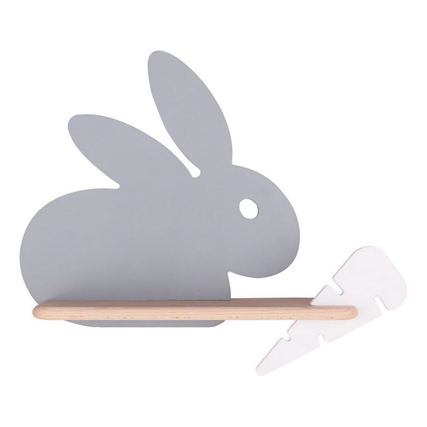 LED Børnevæglampe med hylde RABBIT LED/4W/230V grå/hvid/træ,