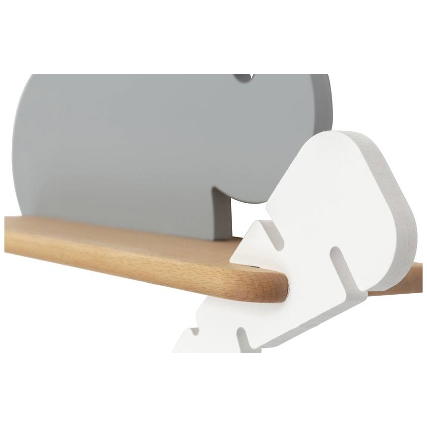LED Børnevæglampe med hylde RABBIT LED/4W/230V grå/hvid/træ,