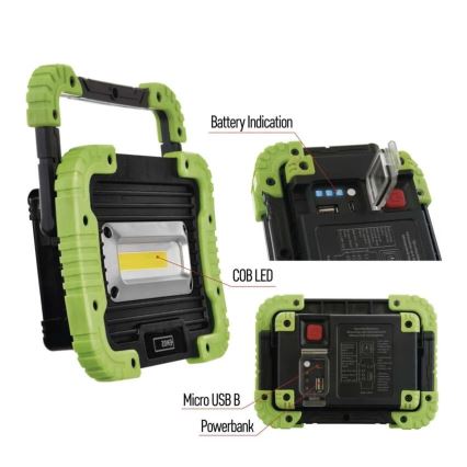 LED COB Genopladelig projektør LED/3,7V 3000 mAh IP44