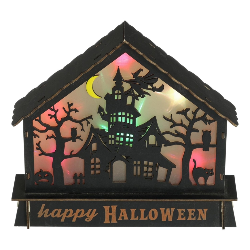 LED Dekoration HALLOWEEN LED/2xAA/flerfarvet hjemsøgt hus