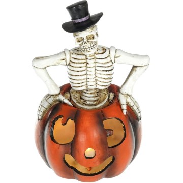 LED dekoration HALLOWEEN LED/2xLR44/varm hvid skelet i græskar resin