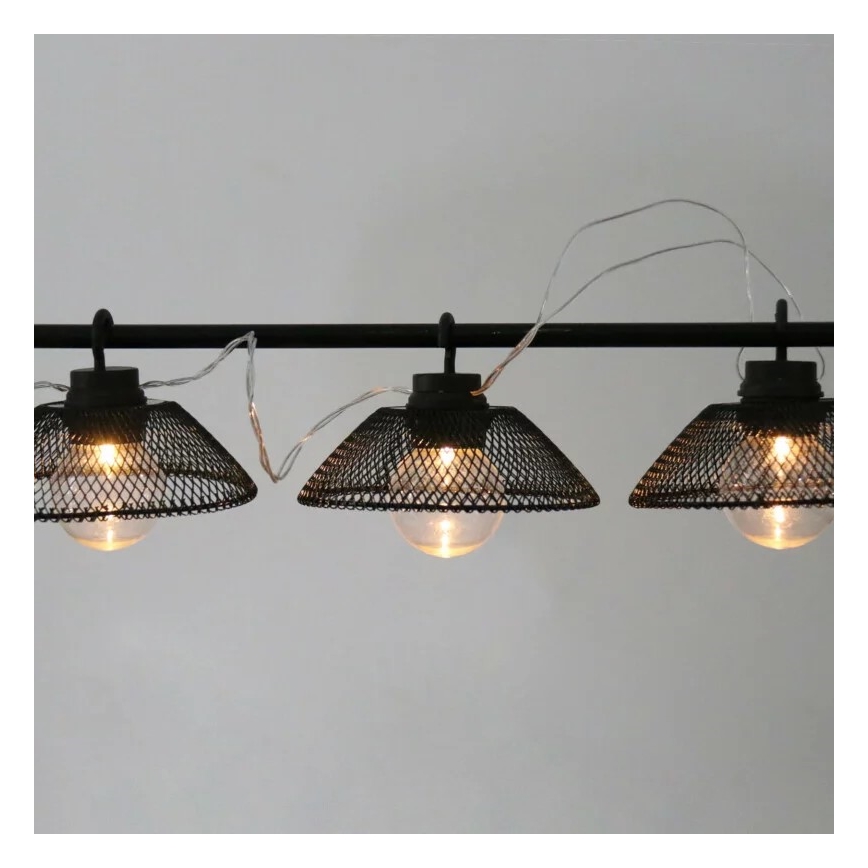 LED Dekorationskæde ASTRA 10xLED/2xAA 2,1 m sort