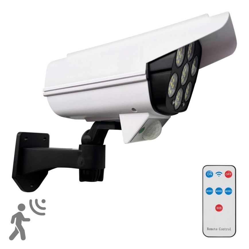 LED Dummy-sikkerhedskamera med sensor soldrevet KAMERA LED/1W/3,7V 1200 mAh IP44 + fjernbetjening