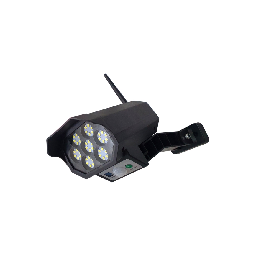 LED Dummy-sikkerhedskamera med sensor soldrevet LED/3,7V 1200 mAh IP44 sort + fjernbetjening