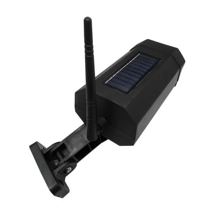 LED Dummy-sikkerhedskamera med sensor soldrevet LED/3,7V 1200 mAh IP44 sort + fjernbetjening
