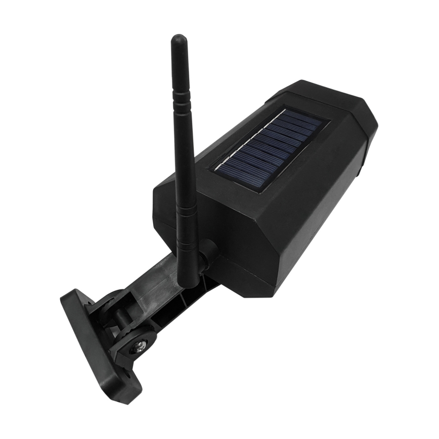 LED Dummy-sikkerhedskamera med sensor soldrevet LED/3,7V 1200 mAh IP44 sort + fjernbetjening
