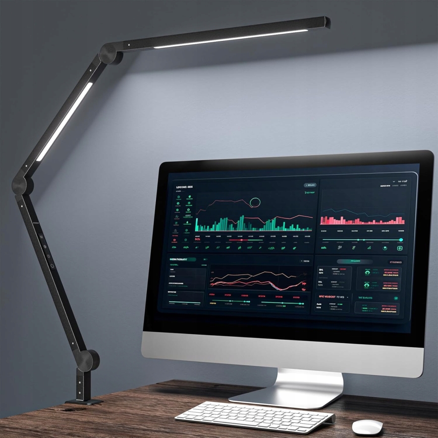LED dæmpbar berøringsbetjent fleksibel bordlampe med klemme LED/12W/230V 3000/4000/6000K sort
