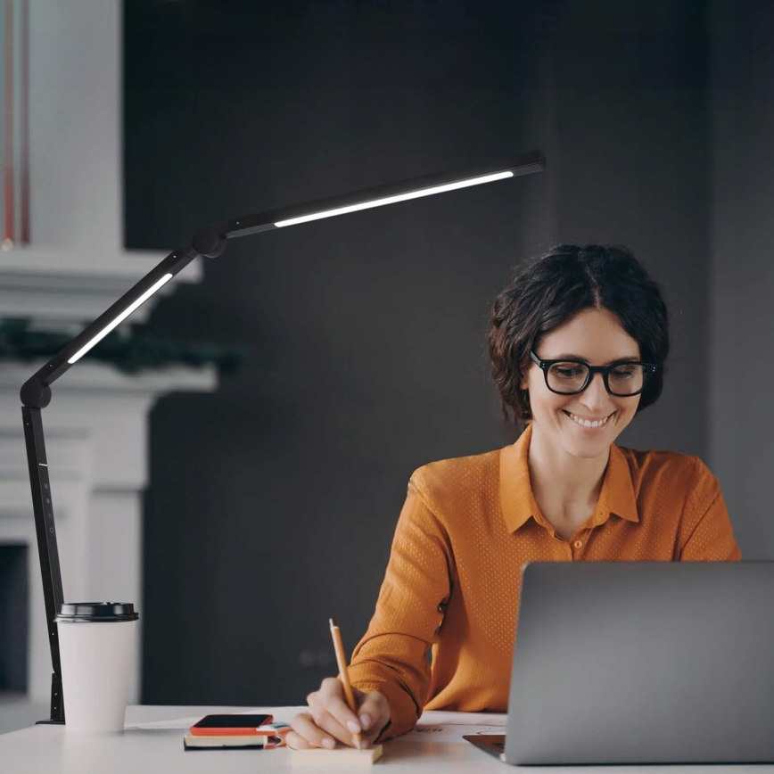 LED dæmpbar berøringsbetjent fleksibel bordlampe med klemme LED/12W/230V 3000/4000/6000K sort