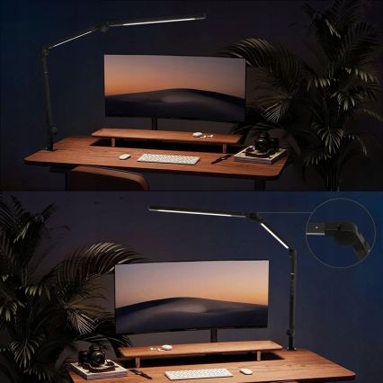 LED dæmpbar berøringsbetjent fleksibel bordlampe med klemme LED/12W/230V 3000/4000/6000K sort