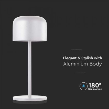 LED Dæmpbar Genopladelig Touch Bordlampe LED/1,5W/5V 2700-5700K IP54 2200 mAh Hvid