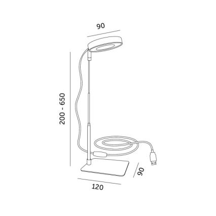 Dæmpbar LED-bordlampe til dyrkning af planter VERDI LED/5W/5V 1300K CRI 95 hvid