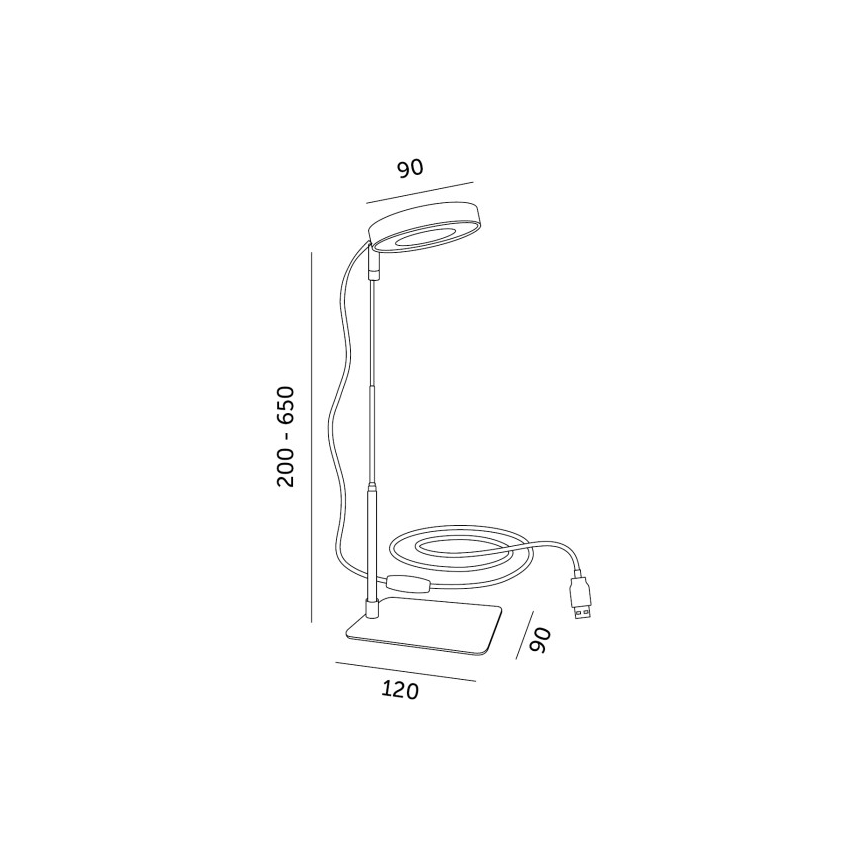 Dæmpbar LED-bordlampe til indendørs plantevækst VERDI LED/5W/5V 1300K CRI 95 sort