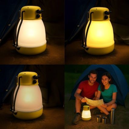 LED dæmpbar bærbar genopladelig lampe med indbygget powerbank LUMINA MINIO LED/5V 1800 mAh IP44 gul