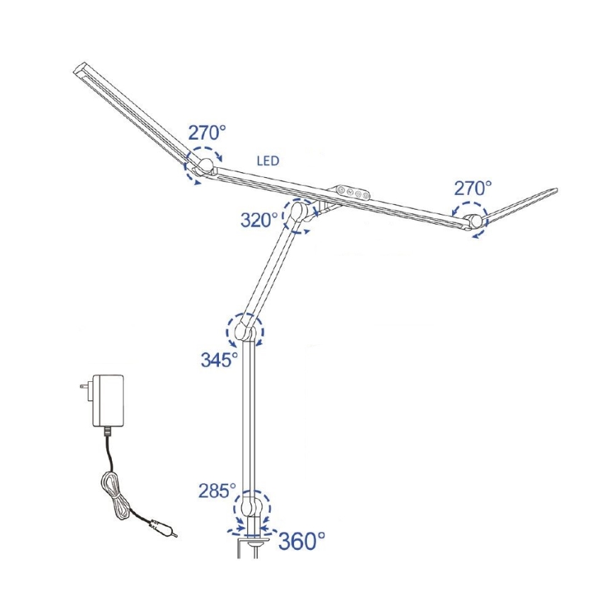 LED Dæmpbar touch-funktion fleksibel bordlampe POINTIQ LED/36W/230V 3000-6500K CRI 92 sort