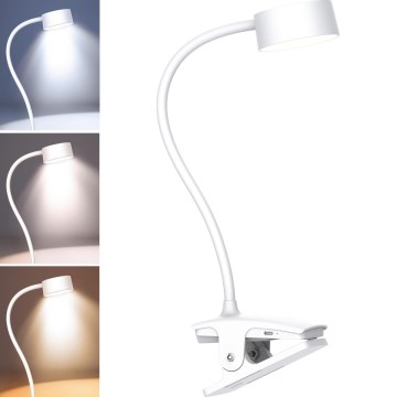 LED Dæmpbar fleksibel genopladelig bordlampe med klemme LED/2W/1800 mAh 3000/4000/6500K hvid