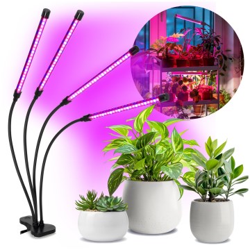 LED Dæmpbar flexible bordlampe med klemme til plantevækst VITARO 4xLED/10W/230V sort