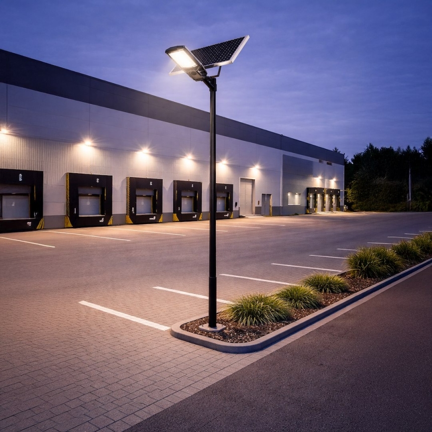 LED Dæmpbar gadelampe med sensor og solcellepanel KOBRA LED/400W/3,2V 24000 mAh IP65 antracit + fjernbetjening