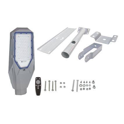 Dæmpbar LED-gadelampe med skumringssensor og solcellepanel LED/200W/20000 mAh 6500K IP65 grå