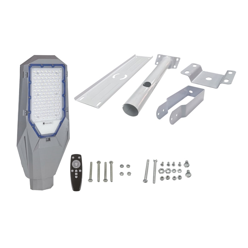 Dæmpbar LED-gadelampe med skumringssensor og solcellepanel LED/200W/20000 mAh 6500K IP65 grå