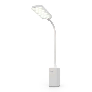 LED dæmpbar genopladelig berøringsbetjent fleksibel bordlampe med klemme LED/5W/1200 mAh hvid