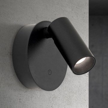 LED-dæmpbar genopladelig berøringsbetjent vægspot LUXY LED/1W/5V 2200 mAh 2700/3000/4000K sort