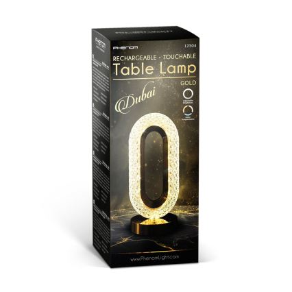 LED dæmpbar genopladelig bordlampe DUBAI LED/2W/5V 2700K/4000K/6500K 400 mAh guld