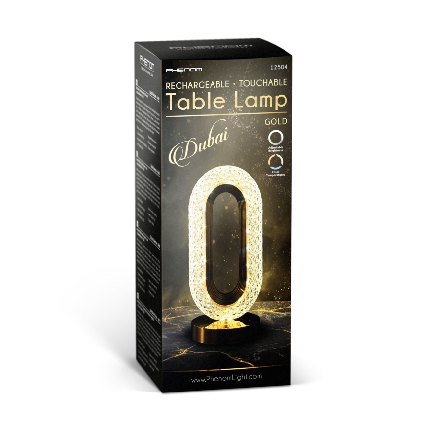 LED dæmpbar genopladelig bordlampe DUBAI LED/2W/5V 2700K/4000K/6500K 400 mAh guld