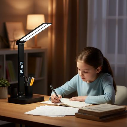 LED-dæmpbar genopladelig bordlampe NOBLITE P LED/5W/5V 3000/4000/6000K 2200 mAh sort